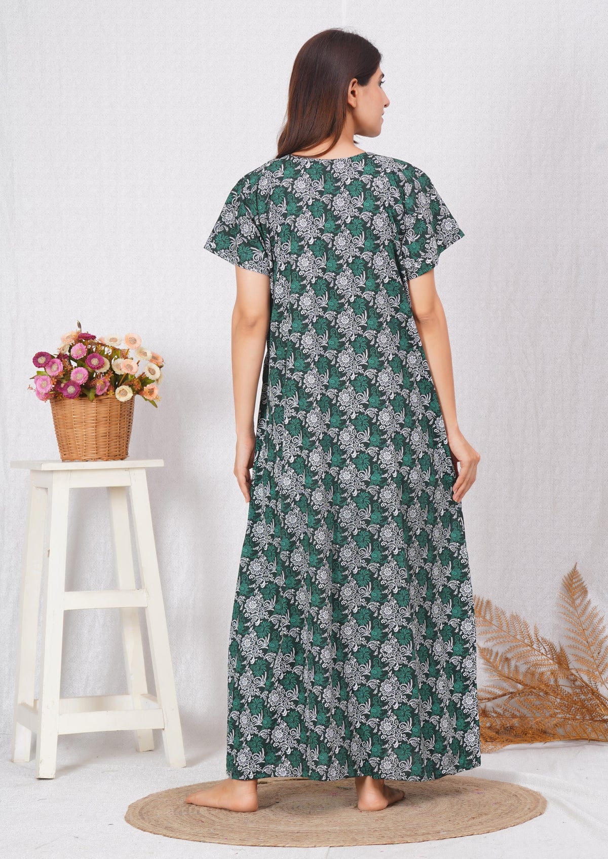 Rajwadi Printed Cotton Feeding nighty for Women | Free size