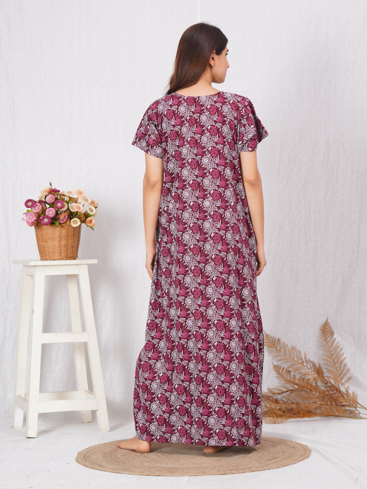 Rajwadi Printed Cotton Feeding nighty for Women | Free size