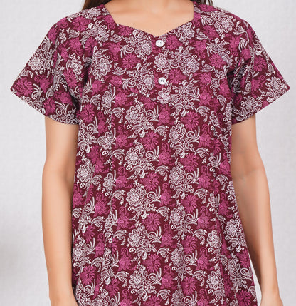 Rajwadi Printed Cotton Feeding nighty for Women | Free size