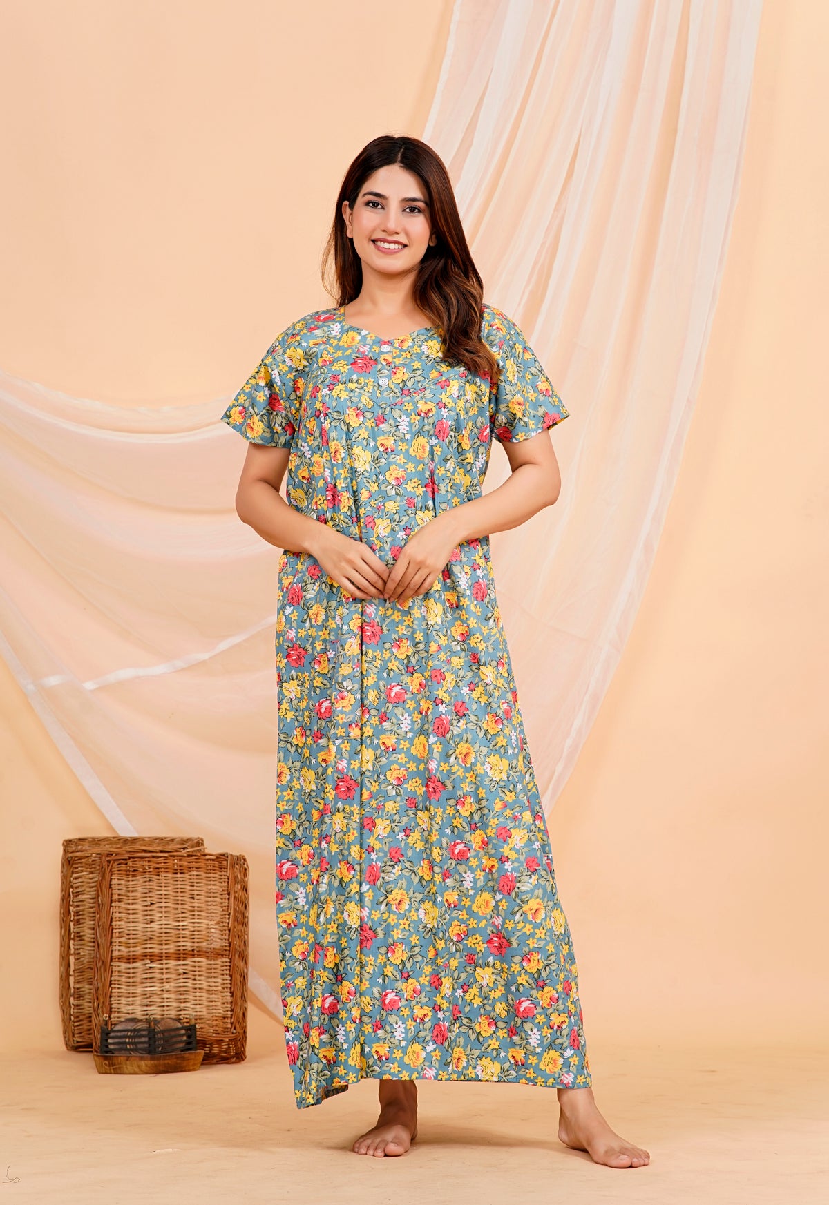 Women's Cotton Feeding Nighty | Front Zip Nursing Wear | Soft & Comfortable