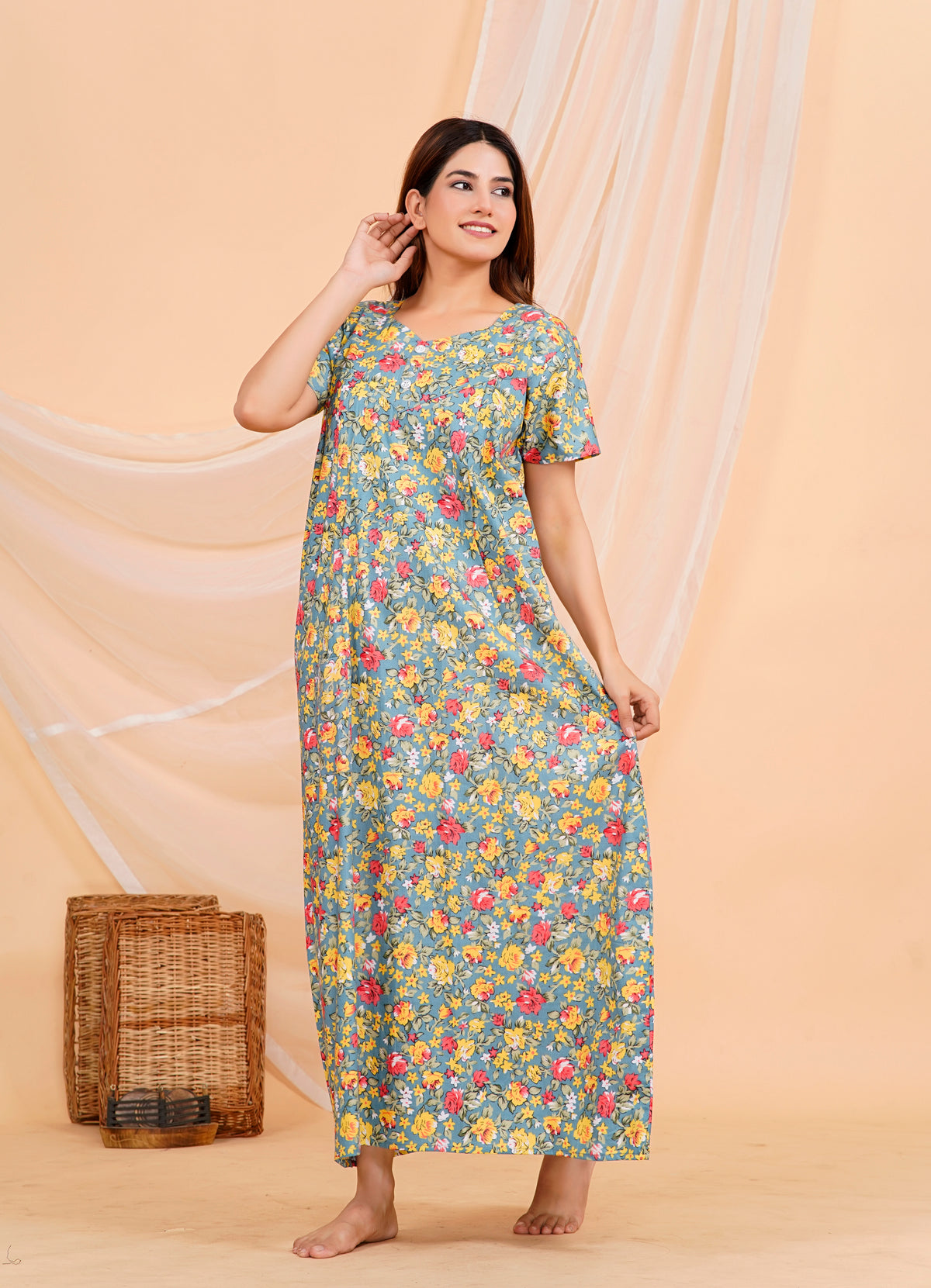 Procian Printed Cotton Feeding Nighty – Free Size