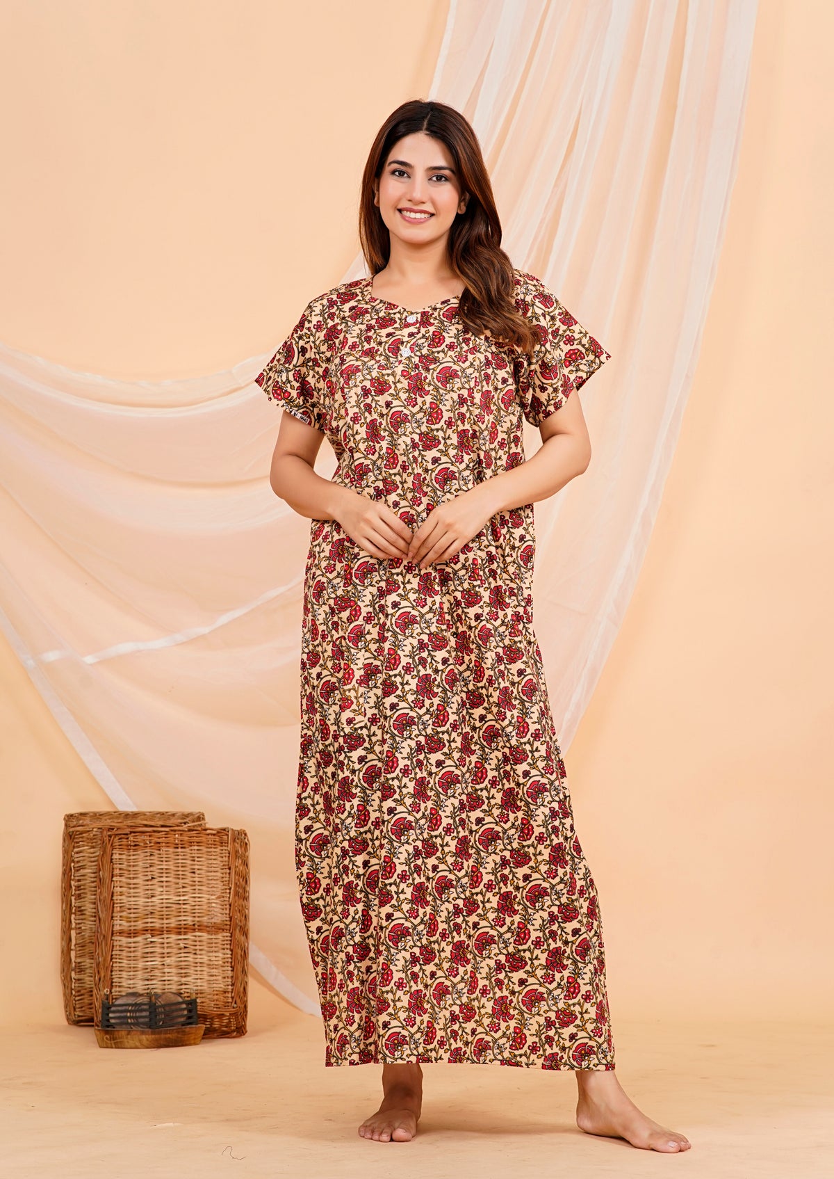 Vardhana Women's Cotton Feeding Nighty | Soft & Comfortable for daily wear