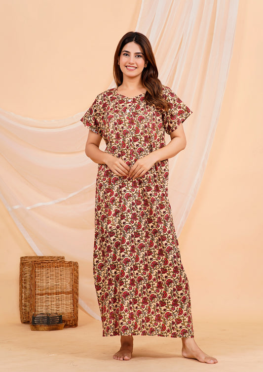 Vardhana Women's Cotton Feeding Nighty | Soft & Comfortable for daily wear