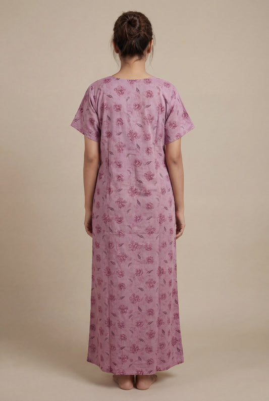 Elegant Printed Cotton Feeding nighty for women | Free size