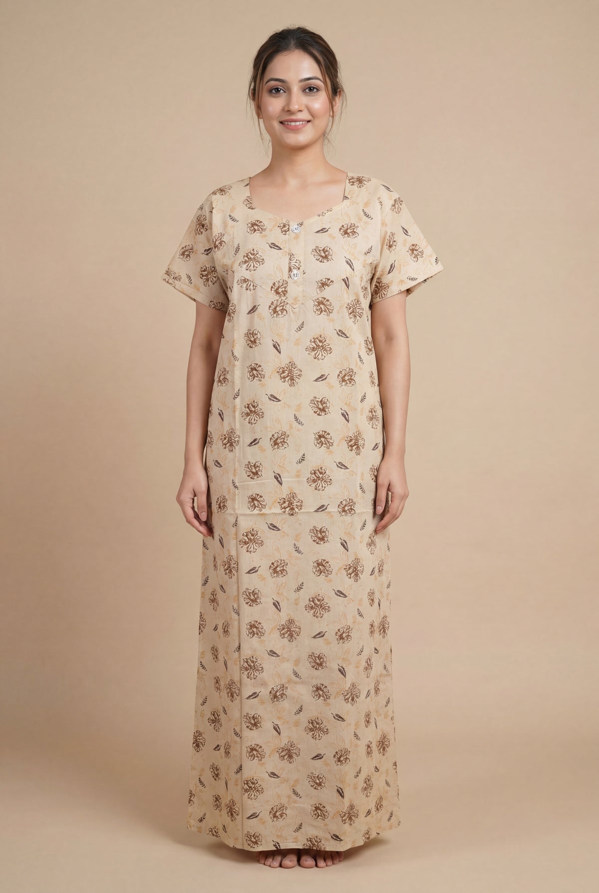 Elegant Printed Cotton Feeding nighty for women | Free size