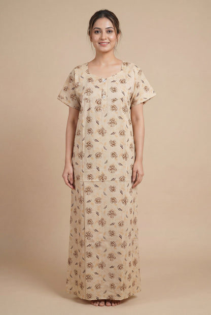 Elegant Printed Cotton Feeding nighty for women | Free size