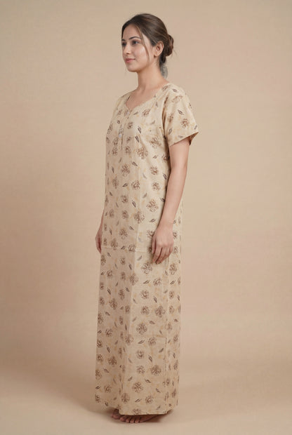 Elegant Printed Cotton Feeding nighty for women | Free size