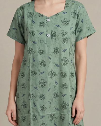 Elegant Printed Cotton Feeding nighty for women | Free size