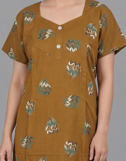Discharge Printed Cotton Feeding nighty for women | Free size