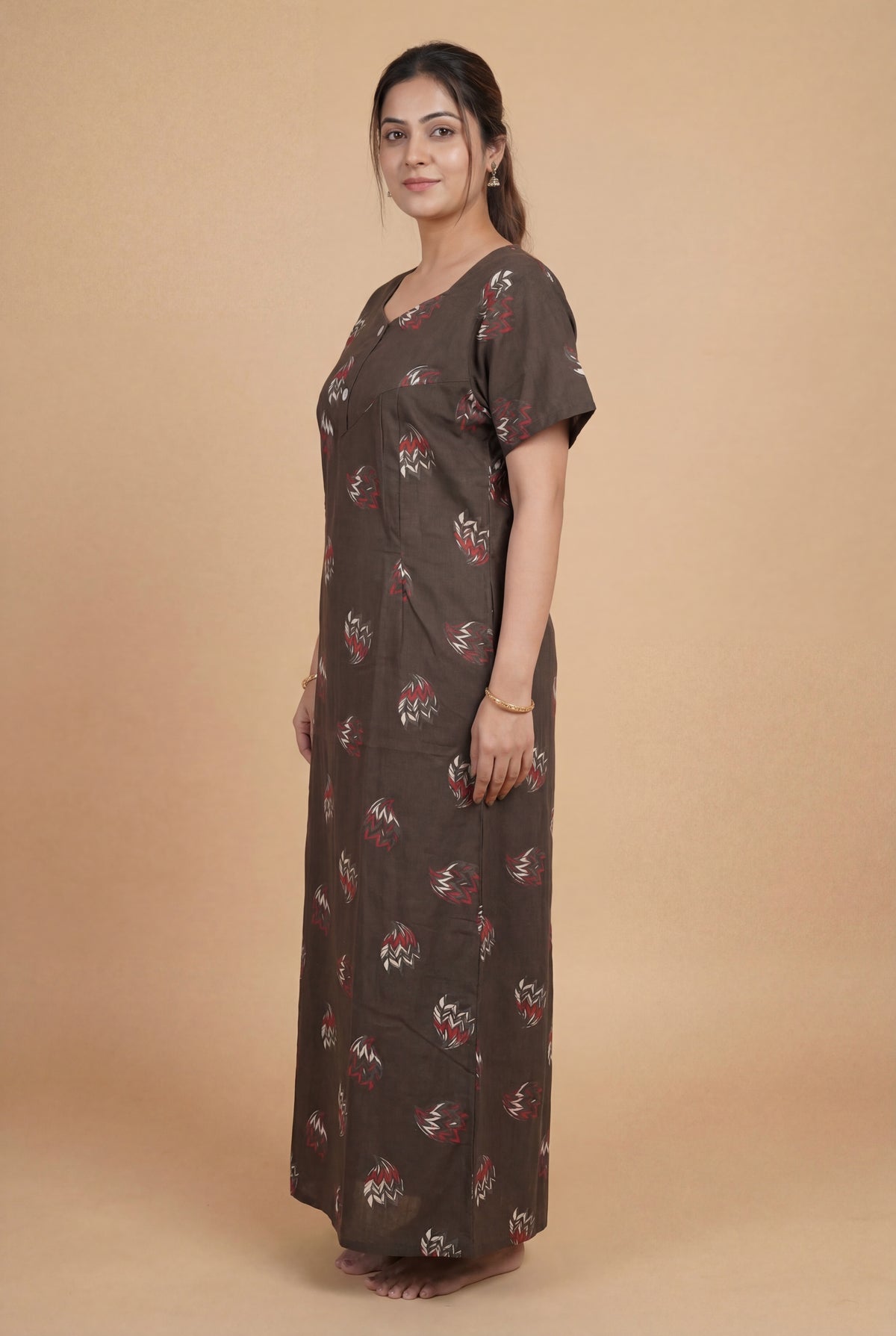Discharge Printed Cotton Feeding nighty for women | Free size