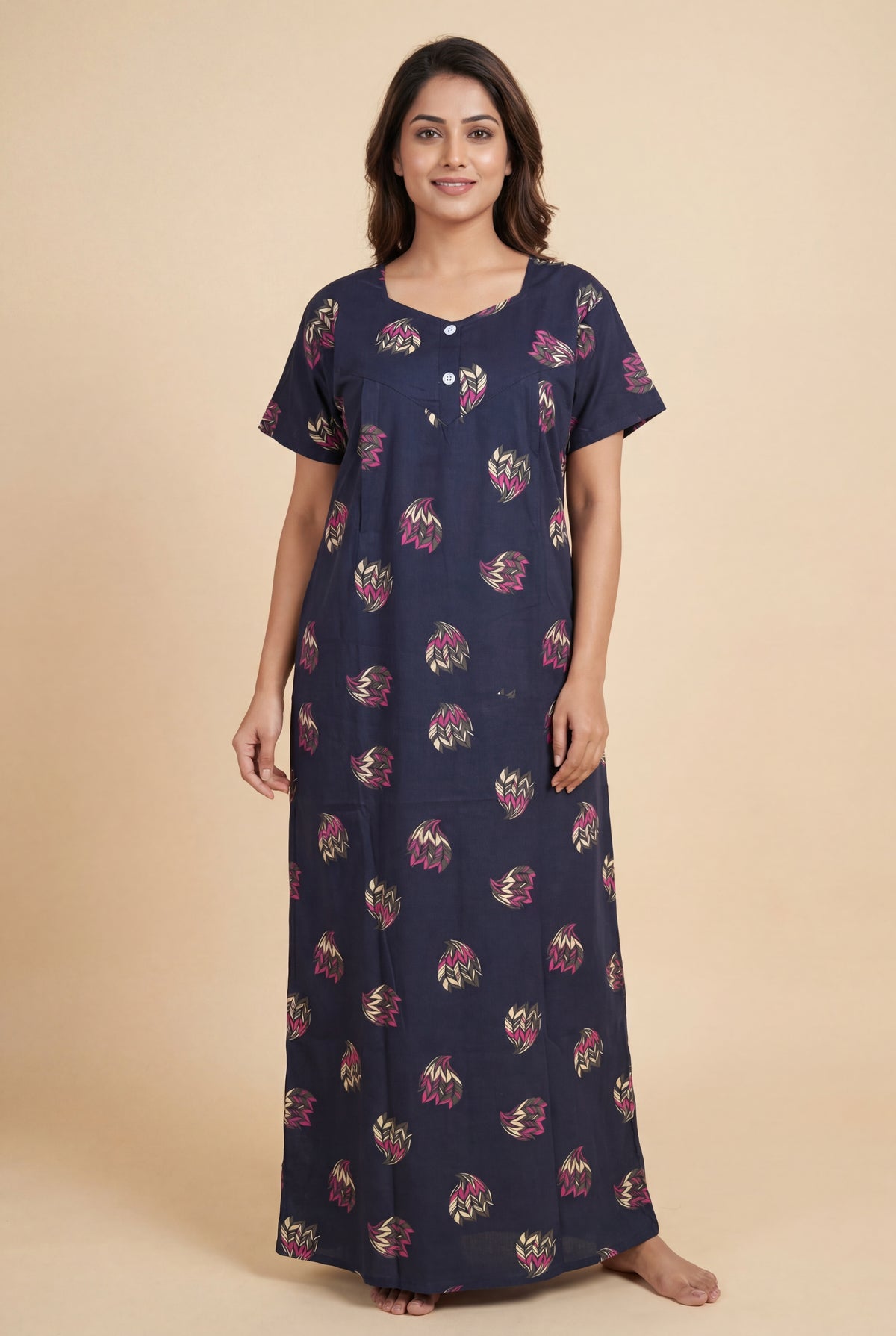 Discharge Printed Cotton Feeding nighty for women | Free size