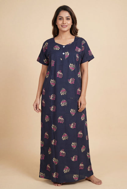Discharge Printed Cotton Feeding nighty for women | Free size