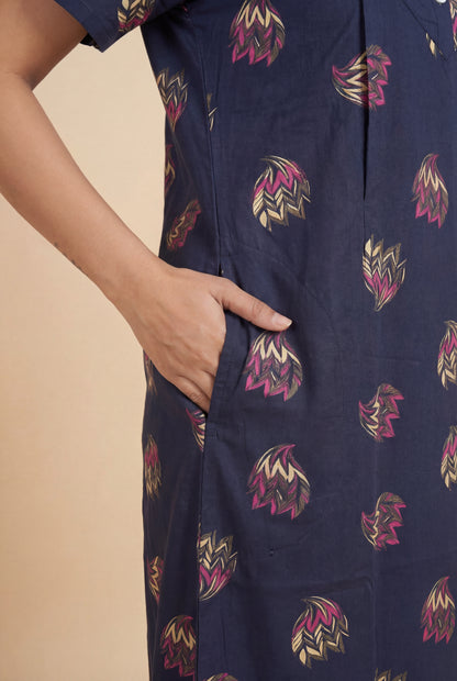 Discharge Printed Cotton Feeding nighty for women | Free size