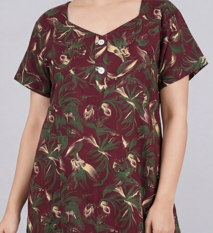 Elegant Printed Cotton Feeding nighty for women | Free size