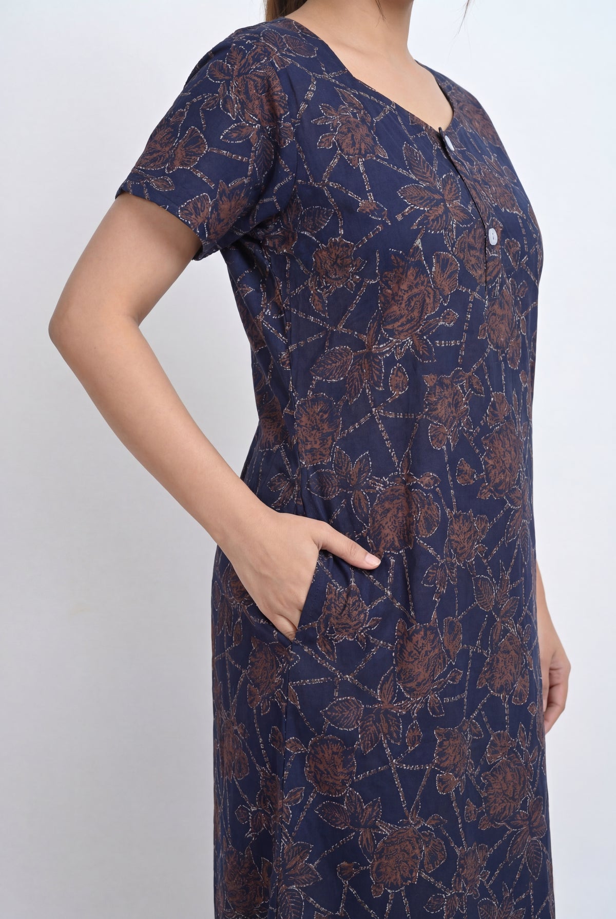 Discharge Printed Cotton Feeding nighty for women | Free size