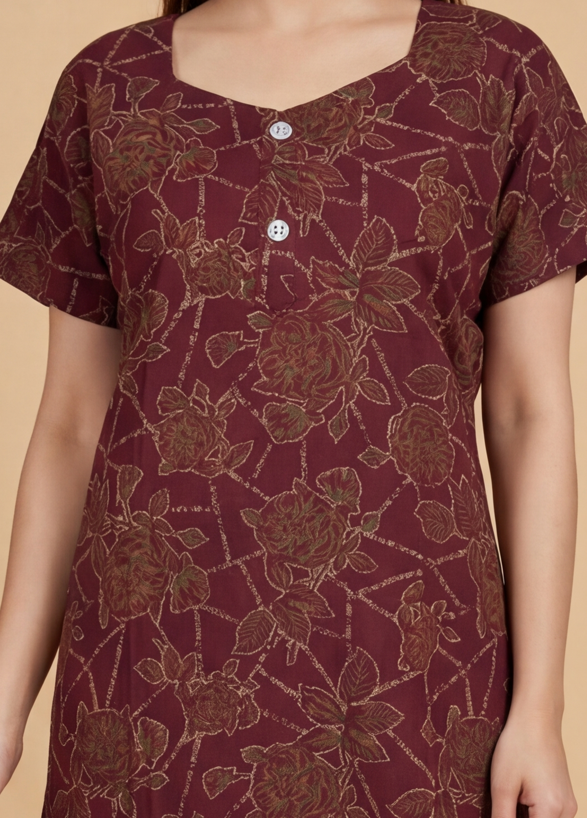 Discharge Printed Cotton Feeding nighty for women | Free size
