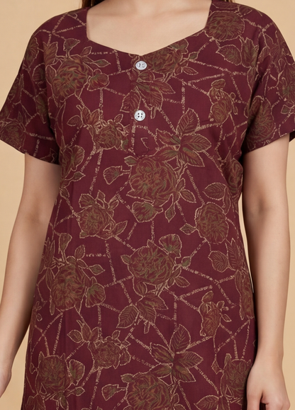 Discharge Printed Cotton Feeding nighty for women | Free size