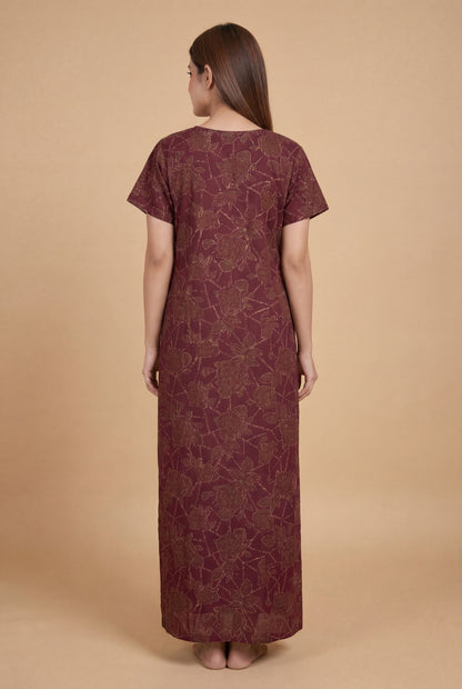 Discharge Printed Cotton Feeding nighty for women | Free size