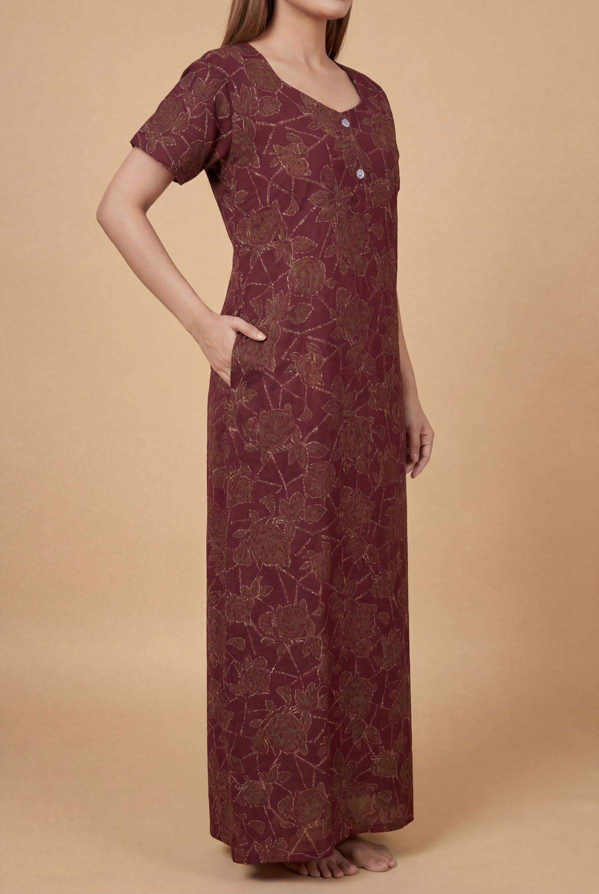 Discharge Printed Cotton Feeding nighty for women | Free size