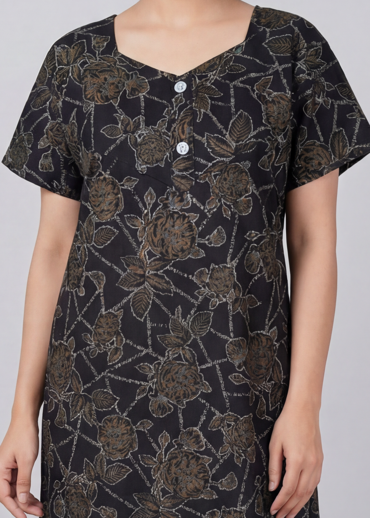 Discharge Printed Cotton Feeding nighty for women | Free size