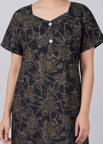 Discharge Printed Cotton Feeding nighty for women | Free size