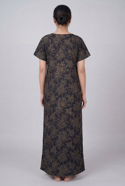 Discharge Printed Cotton Feeding nighty for women | Free size