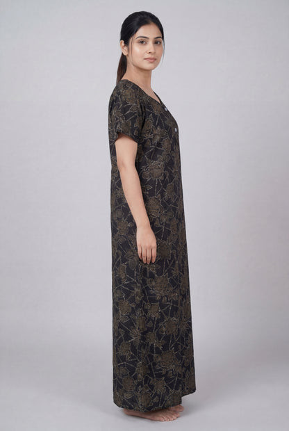 Discharge Printed Cotton Feeding nighty for women | Free size