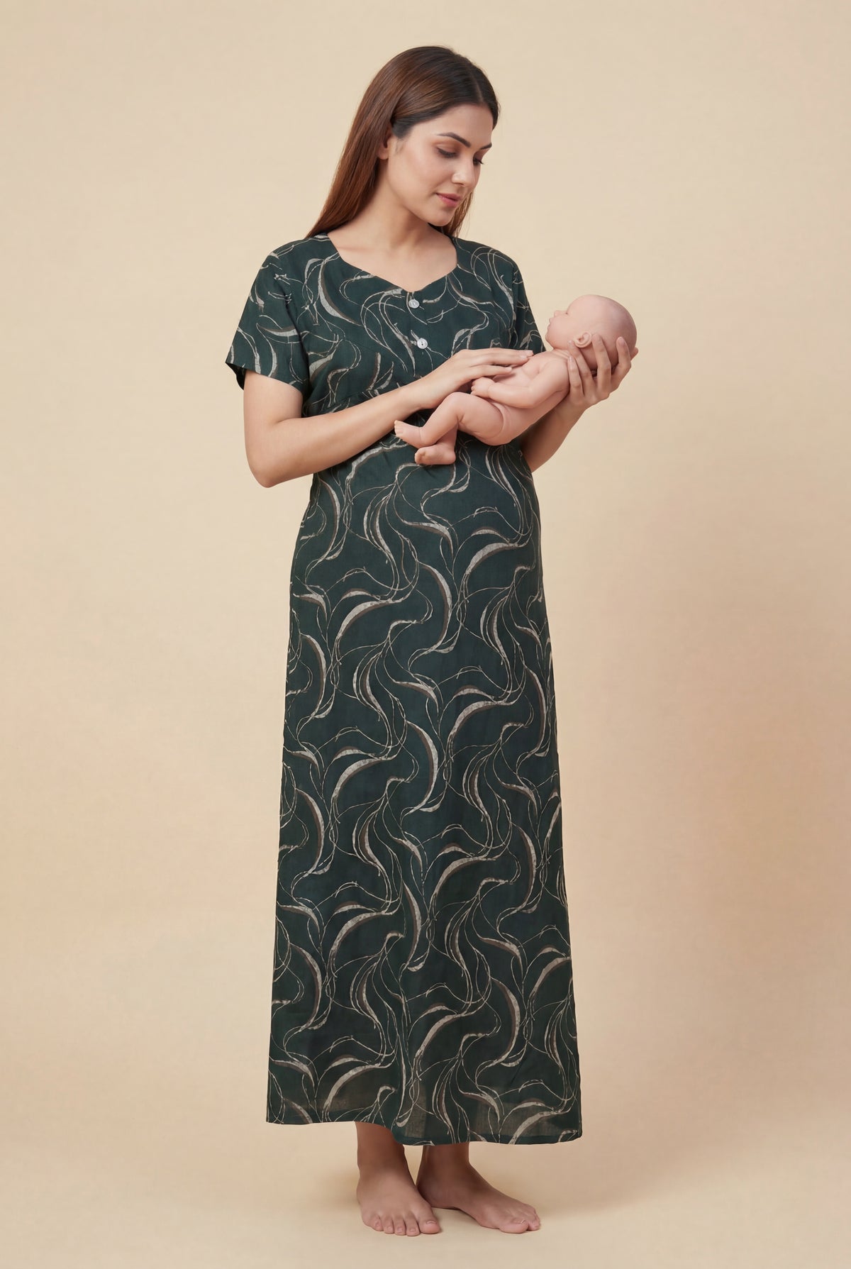 Stylish Printed Cotton Feeding nighty for women | Free size