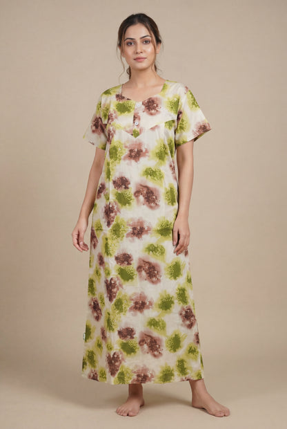 Elegant Printed Cotton Feeding nighty for women | Free size