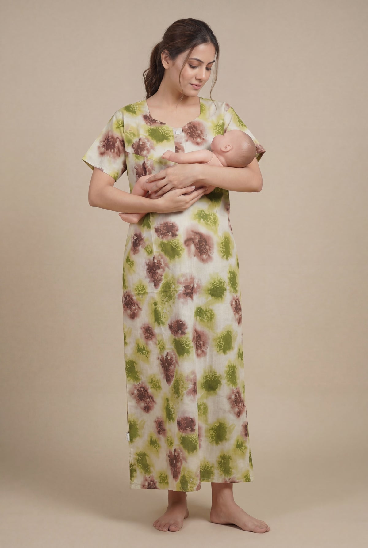 Elegant Printed Cotton Feeding nighty for women | Free size
