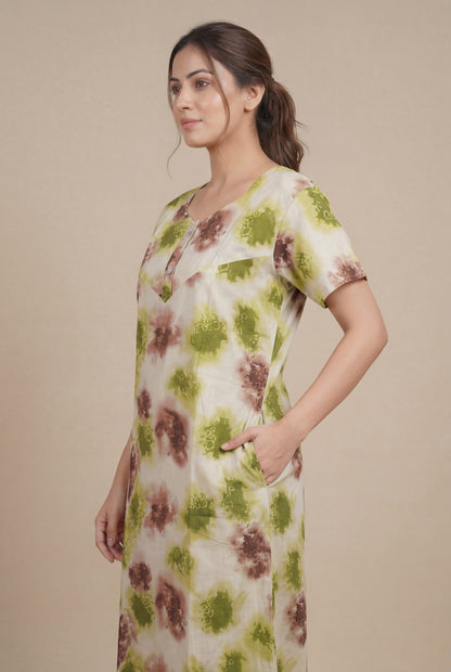 Elegant Printed Cotton Feeding nighty for women | Free size