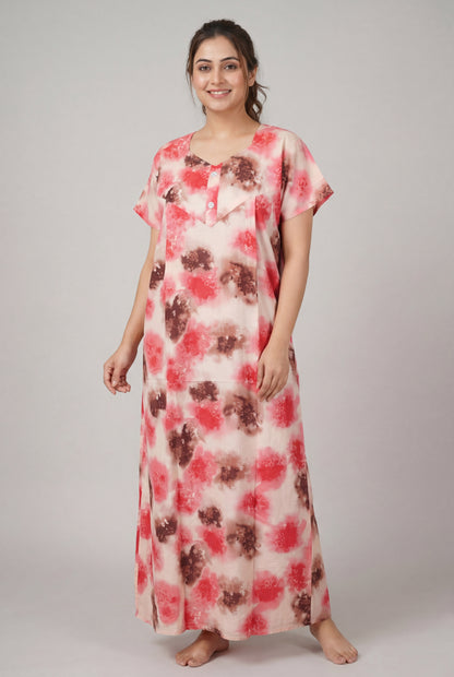 Elegant Printed Cotton Feeding nighty for women | Free size