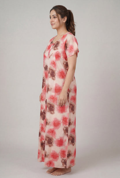 Elegant Printed Cotton Feeding nighty for women | Free size