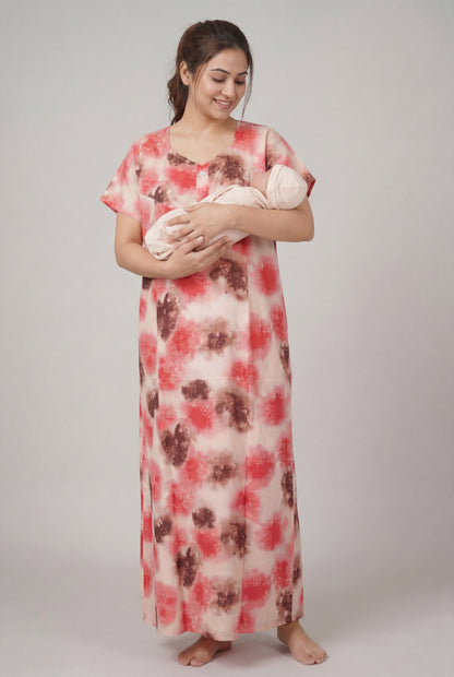 Elegant Printed Cotton Feeding nighty for women | Free size