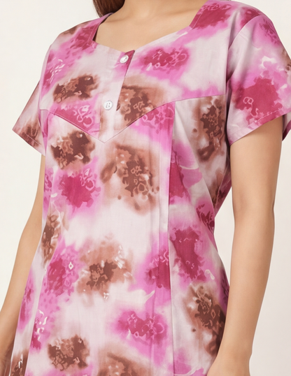 Elegant Printed Cotton Feeding nighty for women | Free size