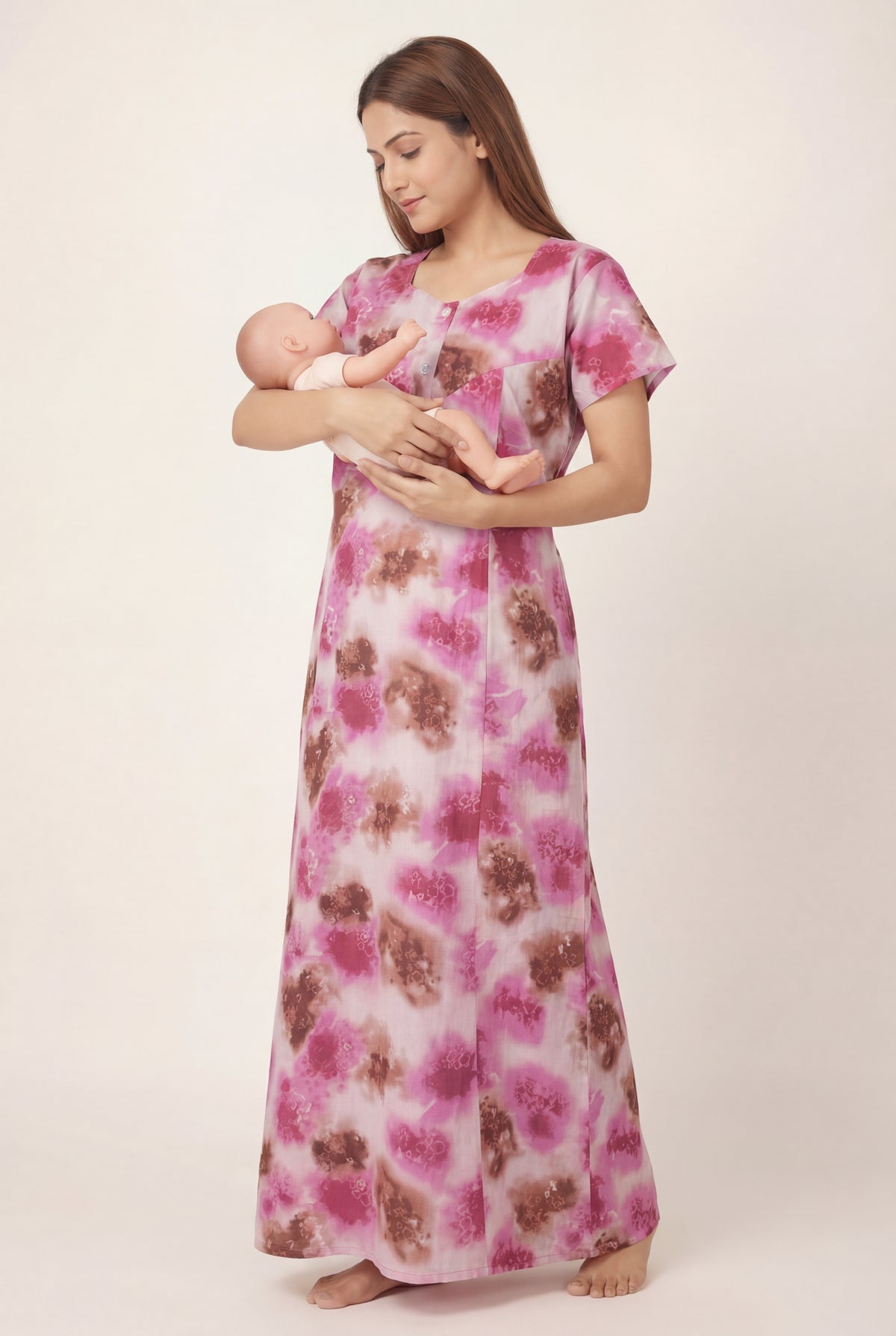 Elegant Printed Cotton Feeding nighty for women | Free size
