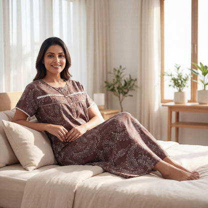 Comfort Fit Cotton printed nightgown | Free size