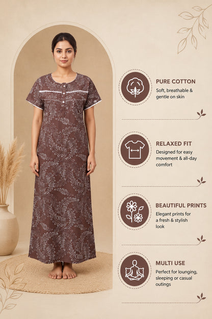 Comfort Fit Cotton printed nightgown | Free size