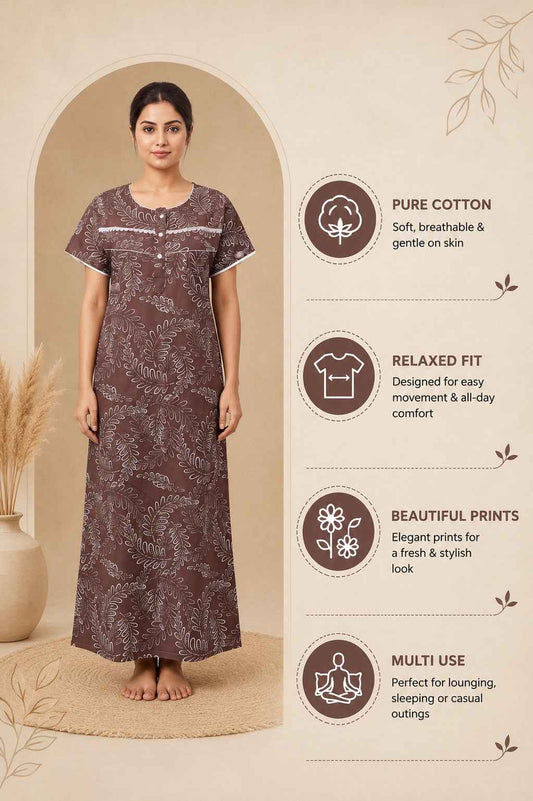Comfort Fit Cotton printed nightgown | Free size