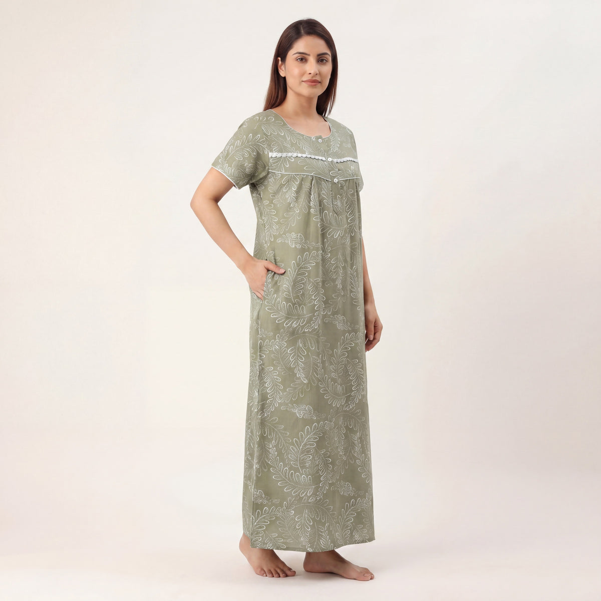 Stylish Floral Printed Cotton nightdress | Free size
