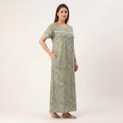 Stylish Floral Printed Cotton nightdress | Free size