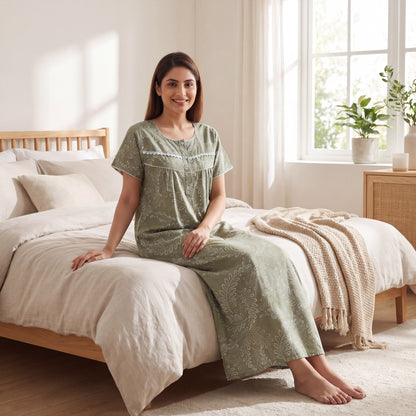 Stylish Floral Printed Cotton nightdress | Free size