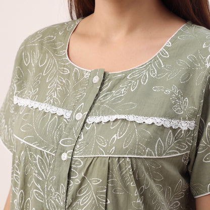 Stylish Floral Printed Cotton nightdress | Free size