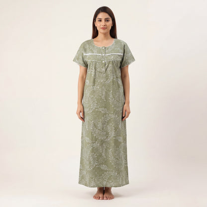 Stylish Floral Printed Cotton nightdress | Free size