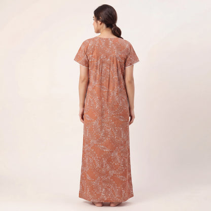 Elegant Floral Printed Cotton nightdress | Free size