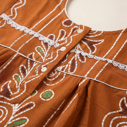 Mustard Batik Printed Cotton Nighty | Free size