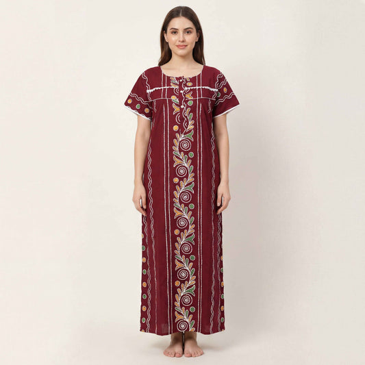 Elegant printed Cotton nightgown | Free Size